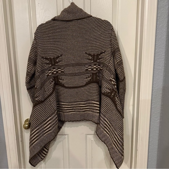 Love Stitch Cardigan Size Medium Open Draped Front Brown Wool Blend Boho Aztec - Picture 5 of 9